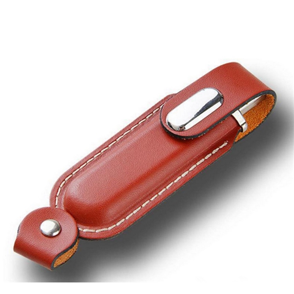 Leather USB Drive with Snap fastener and keyloop - Leather USB Drive with Snap fastener and keyloop - Image 5 of 8