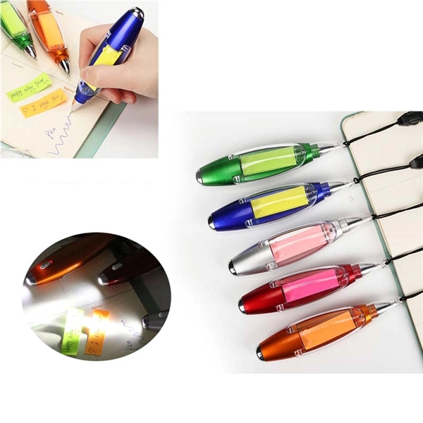 Multi-Function Lanyard Pen With LED Flashlight Sticky Note - Multi-Function Lanyard Pen With LED Flashlight Sticky Note - Image 1 of 1