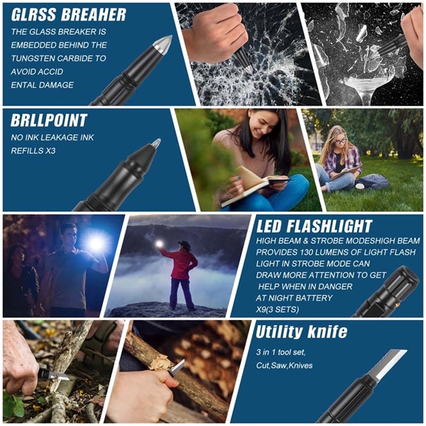 6-In-1 Multi-Function Self-Defense Pen - 6-In-1 Multi-Function Self-Defense Pen - Image 2 of 4