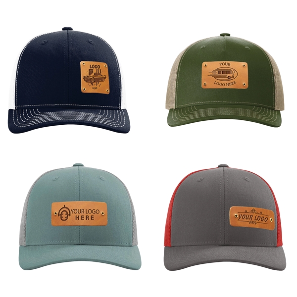 Leather Patch Cap - Riveted - Trucker Meshback (T2) - Leather Patch Cap - Riveted - Trucker Meshback (T2) - Image 0 of 9