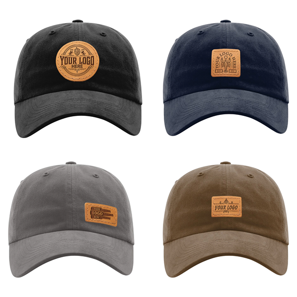 Genuine Leather Patch Hat - Richardson R55 Chino "Dad Hat" - Genuine Leather Patch Hat - Richardson R55 Chino "Dad Hat" - Image 0 of 10