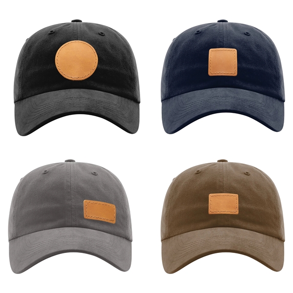 Genuine Leather Patch Hat - Richardson R55 Chino "Dad Hat" - Genuine Leather Patch Hat - Richardson R55 Chino "Dad Hat" - Image 1 of 10