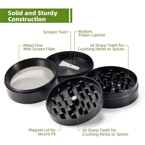 Aluminum 4-Layer Zinc Alloy Herb Grinder - Aluminum 4-Layer Zinc Alloy Herb Grinder - Image 1 of 4