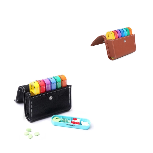 Leather Weekly Pill Organizer - Leather Weekly Pill Organizer - Image 0 of 2