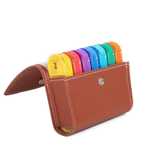 Leather Weekly Pill Organizer - Leather Weekly Pill Organizer - Image 1 of 2