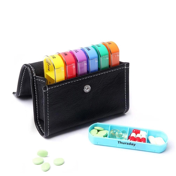 Leather Weekly Pill Organizer - Leather Weekly Pill Organizer - Image 2 of 2