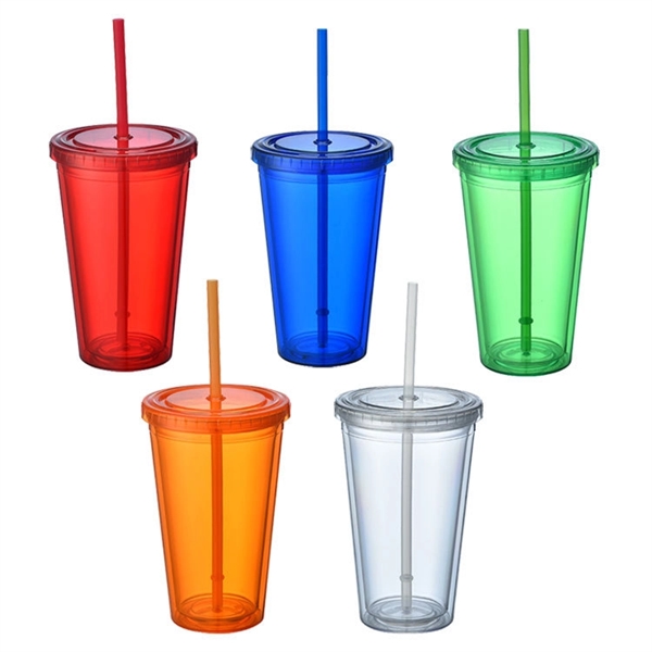 16 Oz Translucent Acrylic Tumbler With Straw&Lid - 16 Oz Translucent Acrylic Tumbler With Straw&Lid - Image 5 of 5