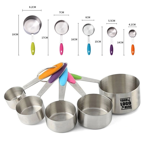 5 In 1 Measuring Cups And Spoons Set With Silicone Handles - 5 In 1 Measuring Cups And Spoons Set With Silicone Handles - Image 0 of 3
