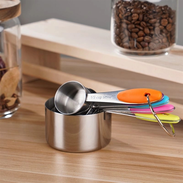 5 In 1 Measuring Cups And Spoons Set With Silicone Handles - 5 In 1 Measuring Cups And Spoons Set With Silicone Handles - Image 2 of 3