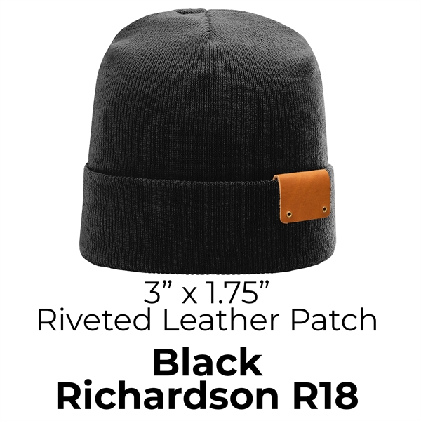 Full-Grain Leather Patch Beanie - Riveted - Full-Grain Leather Patch Beanie - Riveted - Image 3 of 12