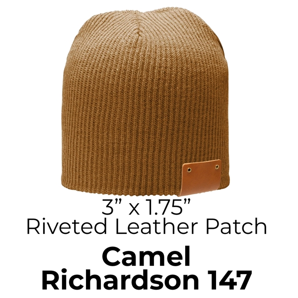 Full-Grain Leather Patch Beanie - Riveted - Full-Grain Leather Patch Beanie - Riveted - Image 5 of 12