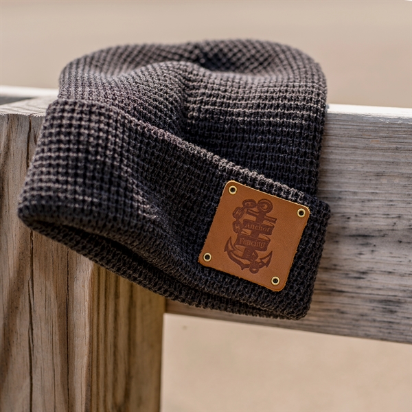 Full-Grain Leather Patch Beanie - Riveted - Full-Grain Leather Patch Beanie - Riveted - Image 6 of 12