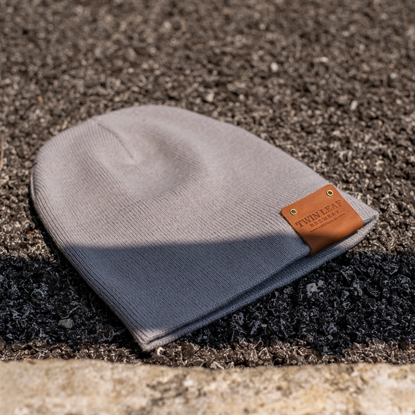 Full-Grain Leather Patch Beanie - Riveted - Full-Grain Leather Patch Beanie - Riveted - Image 11 of 12