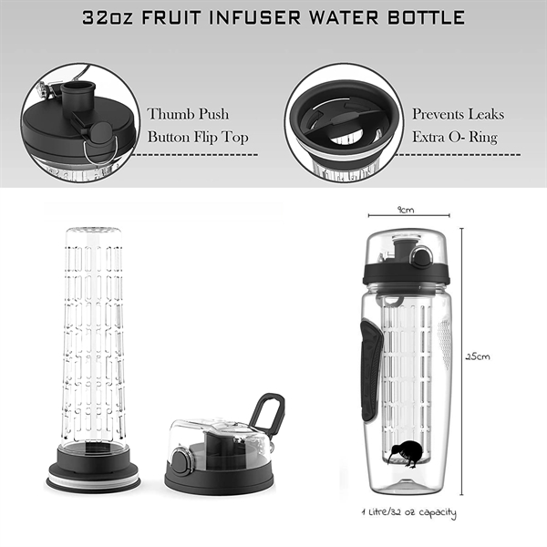 32oz Tritan Fruit Infuser Water Bottle - 32oz Tritan Fruit Infuser Water Bottle - Image 2 of 4