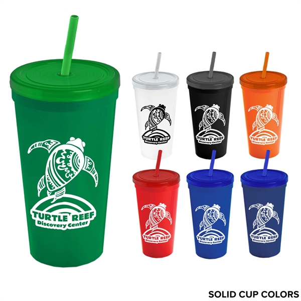 24 Oz. Stadium Cup With Straw And Lid - 24 Oz. Stadium Cup With Straw And Lid - Image 1 of 15