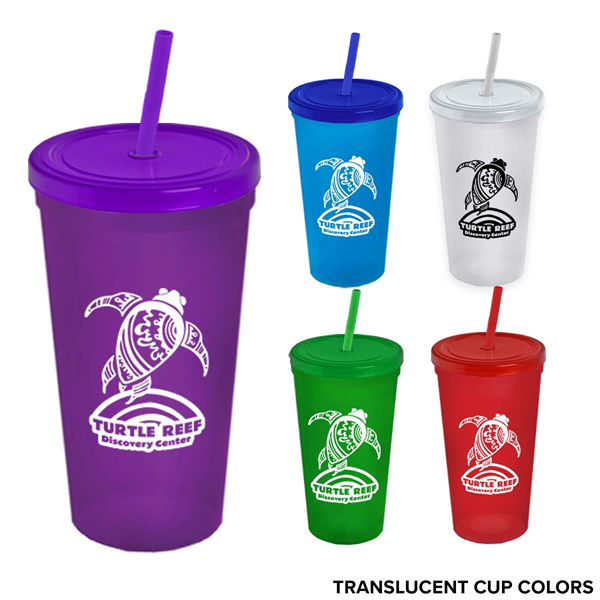 24 Oz. Stadium Cup With Straw And Lid - 24 Oz. Stadium Cup With Straw And Lid - Image 0 of 15