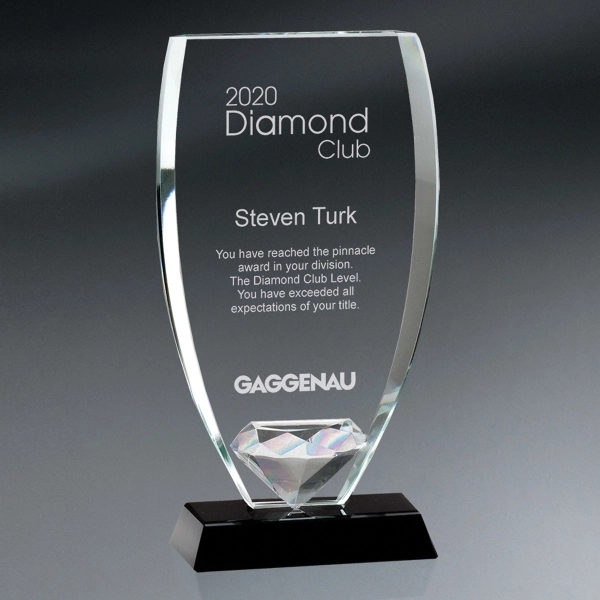 Reflective Glass Shield with Diamond on Black Base