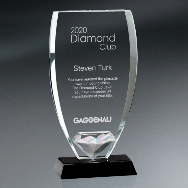 Reflective Glass Shield with Diamond on Black Base