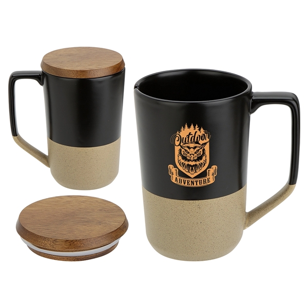 Bellaria 15 oz Ceramic Mug with Wood Lid