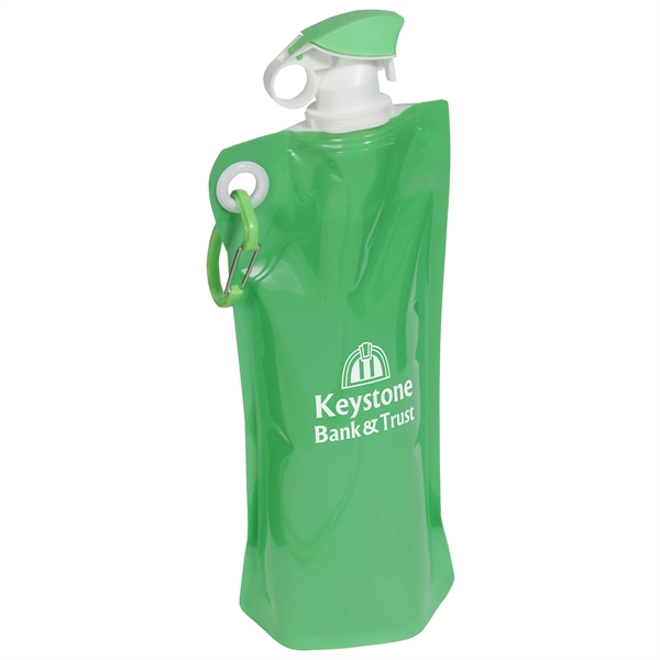 Flip Top Foldable Water Bottle with Carabiner - Flip Top Foldable Water Bottle with Carabiner - Image 3 of 7
