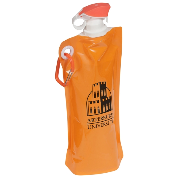 Flip Top Foldable Water Bottle with Carabiner - Flip Top Foldable Water Bottle with Carabiner - Image 4 of 7