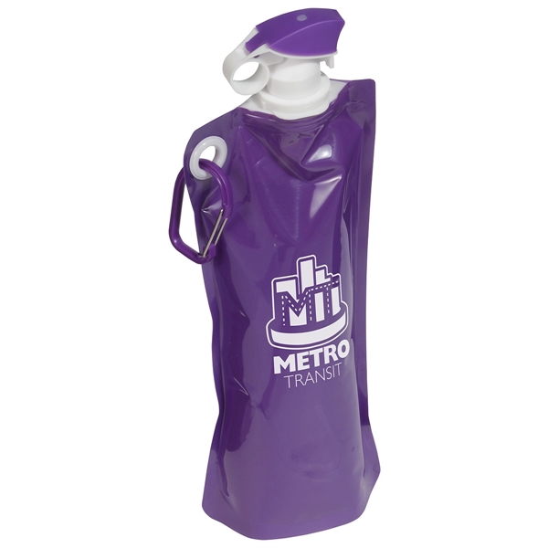 Flip Top Foldable Water Bottle with Carabiner - Flip Top Foldable Water Bottle with Carabiner - Image 5 of 7