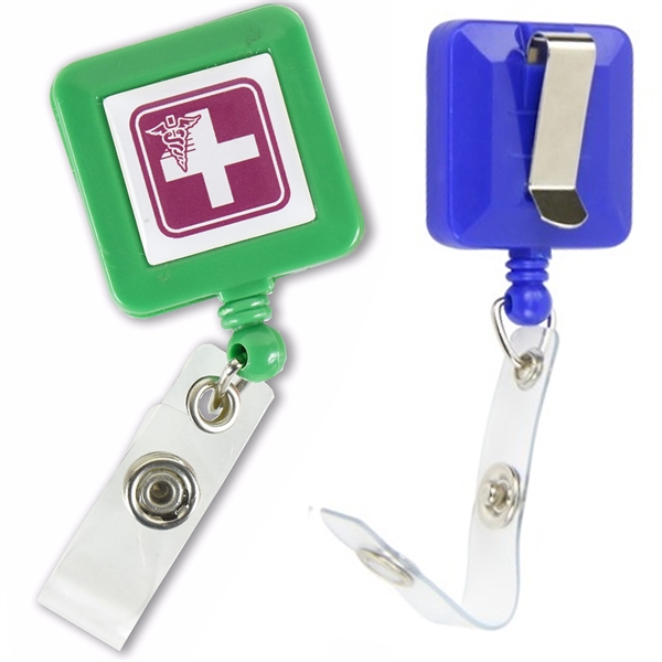 Square Retractable Badge Reel w/ Belt Clip - Square Retractable Badge Reel w/ Belt Clip - Image 5 of 5