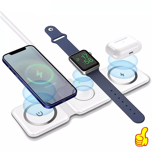 3 In 1 Foldable Magnetic Wireless Charger - 3 In 1 Foldable Magnetic Wireless Charger - Image 0 of 4