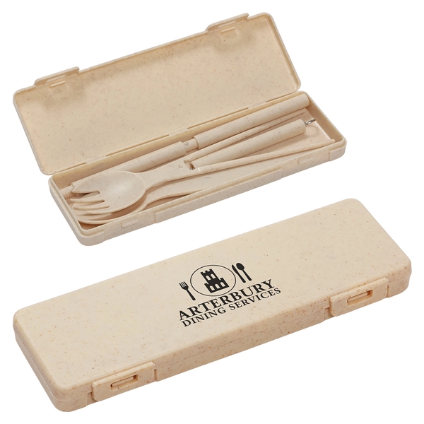 Custom 6-in-1 Portable Wheatstraw Tableware Set