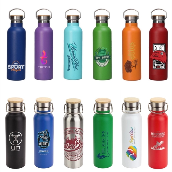 20 oz Vacuum Insulated Bottle with bamboo lid - 20 oz Vacuum Insulated Bottle with bamboo lid - Image 0 of 17