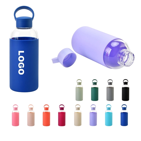 Glass Water Bottle With Silicone Sleeve - Glass Water Bottle With Silicone Sleeve - Image 0 of 2