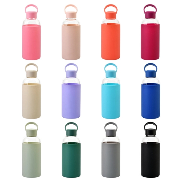 Glass Water Bottle With Silicone Sleeve - Glass Water Bottle With Silicone Sleeve - Image 1 of 2