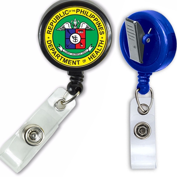 Large Retractable Round Badge Reel w/ Bulldog clip backing - Large Retractable Round Badge Reel w/ Bulldog clip backing - Image 0 of 7