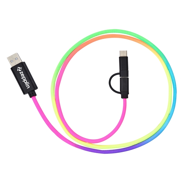 3-In-1 3 Ft. Rainbow Braided Charging Cable - 3-In-1 3 Ft. Rainbow Braided Charging Cable - Image 0 of 2