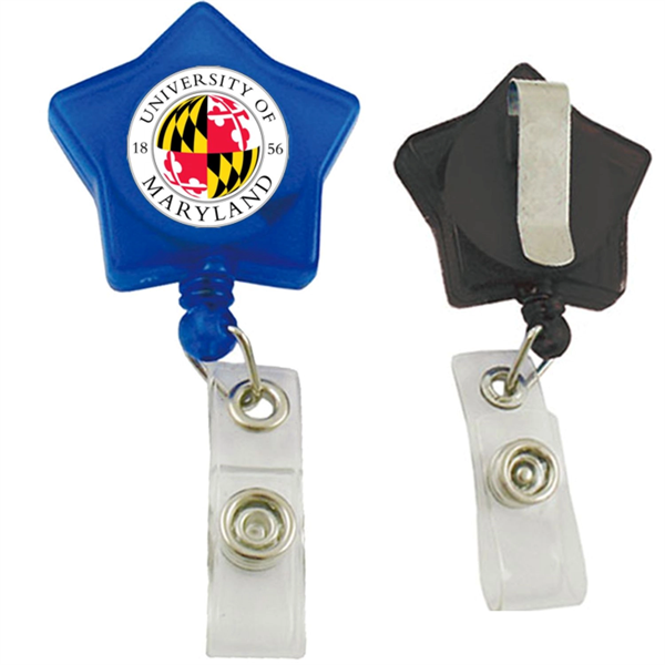Star Shaped Retractable Badge Reel w/ Belt Clip backing - Star Shaped Retractable Badge Reel w/ Belt Clip backing - Image 0 of 10
