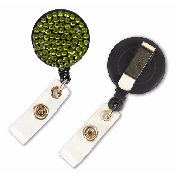 Bling Rhinestone Round Badge Reels w/ Bulldog Clip backing - Bling Rhinestone Round Badge Reels w/ Bulldog Clip backing - Image 2 of 8