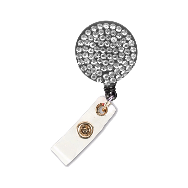Bling Rhinestone Round Badge Reels w/ Bulldog Clip backing - Bling Rhinestone Round Badge Reels w/ Bulldog Clip backing - Image 4 of 8