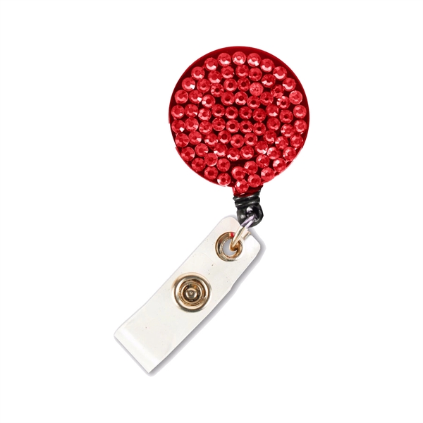Bling Rhinestone Round Badge Reels w/ Bulldog Clip backing - Bling Rhinestone Round Badge Reels w/ Bulldog Clip backing - Image 6 of 8
