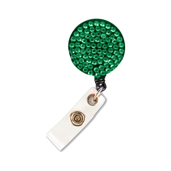 Bling Rhinestone Round Badge Reels w/ Bulldog Clip backing - Bling Rhinestone Round Badge Reels w/ Bulldog Clip backing - Image 7 of 8