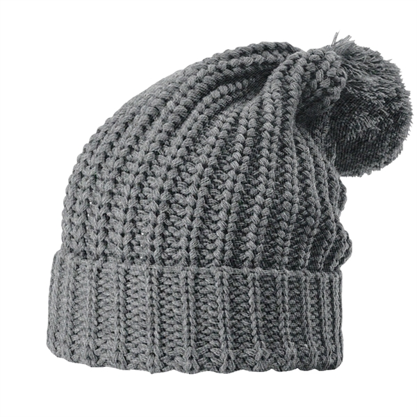Richardson® Chunky Cable Beanie with Cuff and Pom - Richardson® Chunky Cable Beanie with Cuff and Pom - Image 4 of 8