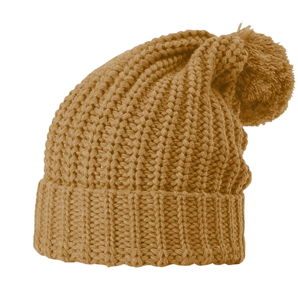 Richardson® Chunky Cable Beanie with Cuff and Pom - Richardson® Chunky Cable Beanie with Cuff and Pom - Image 6 of 8