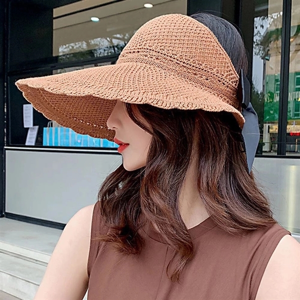 Women Foldable Wide Large Brim Sun Hat - Women Foldable Wide Large Brim Sun Hat - Image 3 of 3