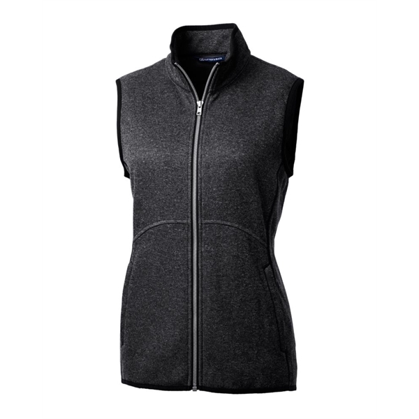 Custom Cutter & Buck Mainsail Sweater-Knit Womens Full Zip Vest