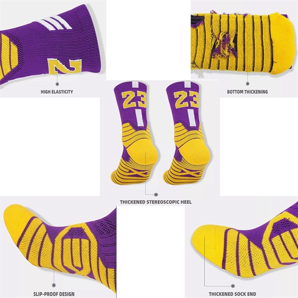 Athletic Sports Crew Socks With 3D Ankle Protection - Athletic Sports Crew Socks With 3D Ankle Protection - Image 2 of 3