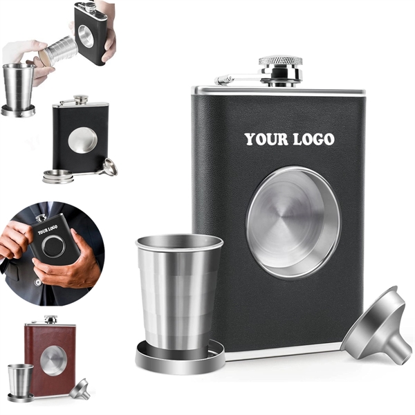Whiskey Hip Flask With Collapsible Shot Glass & Funnel - Whiskey Hip Flask With Collapsible Shot Glass & Funnel - Image 0 of 2