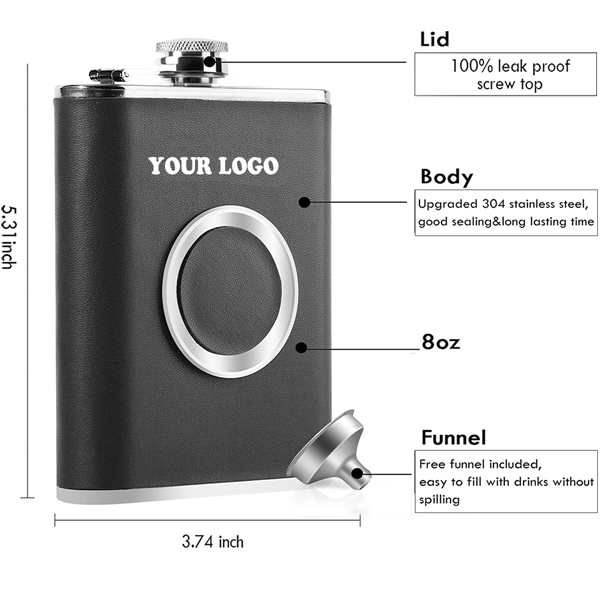 Whiskey Hip Flask With Collapsible Shot Glass & Funnel - Whiskey Hip Flask With Collapsible Shot Glass & Funnel - Image 1 of 2