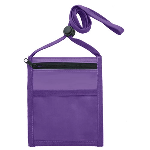 Polyester Event Neck wallet w/ 3/8" Lanyard - Polyester Event Neck wallet w/ 3/8" Lanyard - Image 6 of 11