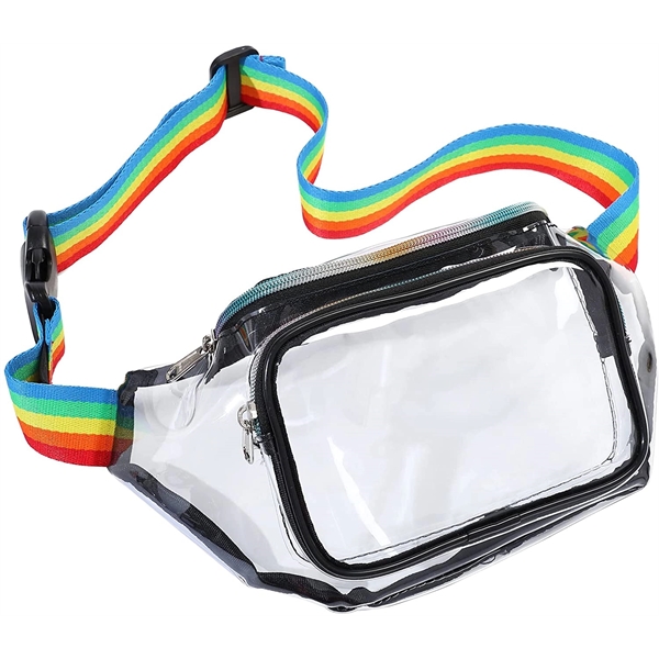 Clear Fanny Pack Waterproof Cute Waist Bag with Rainbow belt - Clear Fanny Pack Waterproof Cute Waist Bag with Rainbow belt - Image 0 of 2