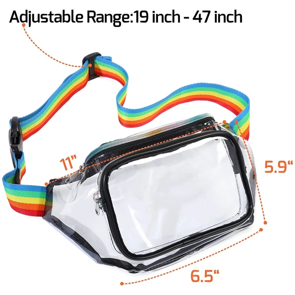Clear Fanny Pack Waterproof Cute Waist Bag with Rainbow belt - Clear Fanny Pack Waterproof Cute Waist Bag with Rainbow belt - Image 1 of 2