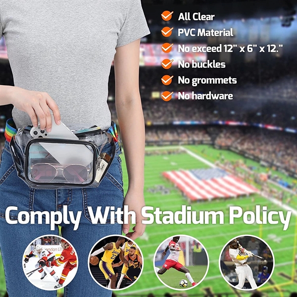 Clear Fanny Pack Waterproof Cute Waist Bag with Rainbow belt - Clear Fanny Pack Waterproof Cute Waist Bag with Rainbow belt - Image 2 of 2